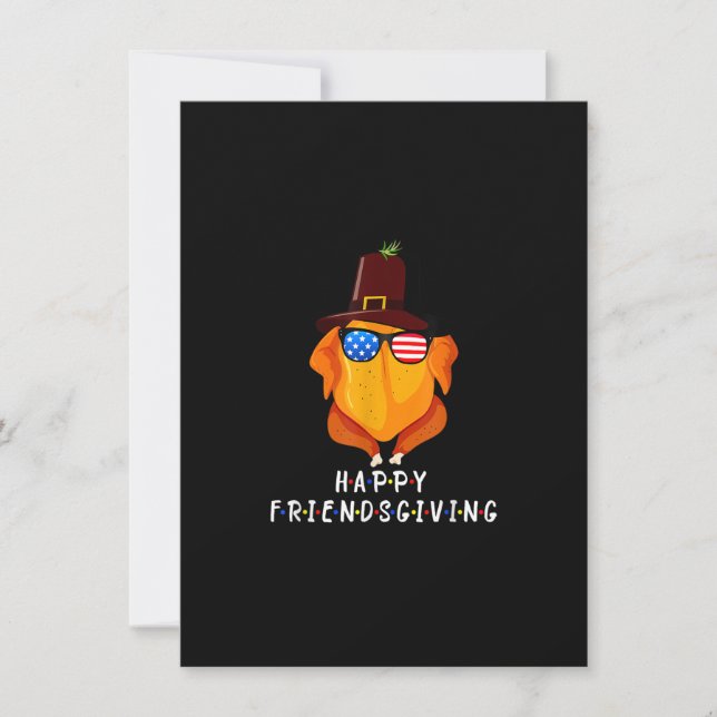 Happy Friendsgiving Funny Turkey Friends geben der Einladung (Vorderseite)