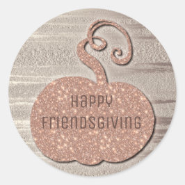 Happy Friendsgiving Imitate Rose Gold Pumplkin Runder Aufkleber