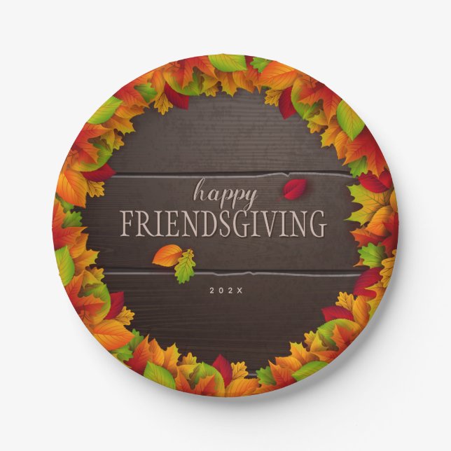 Happy Friendsgiving Personalisierte Papierplatte Pappteller (Vorderseite)