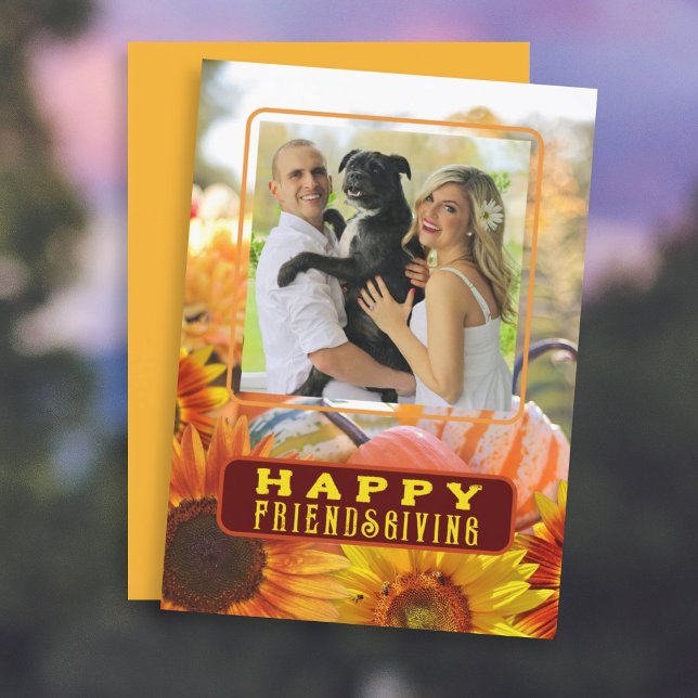 Happy Friendsgiving Sunflower Pumpkins Card Einladung (Von Creator hochgeladen)