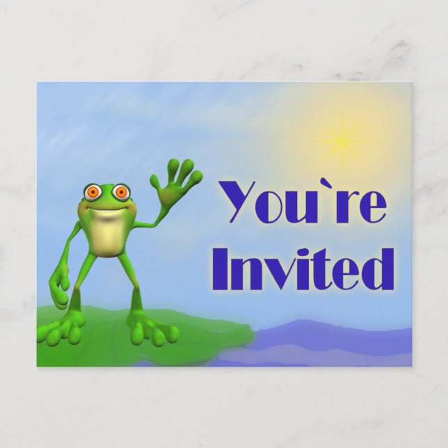 Happy Frog-Invite Einladungspostkarte (Vorderseite)