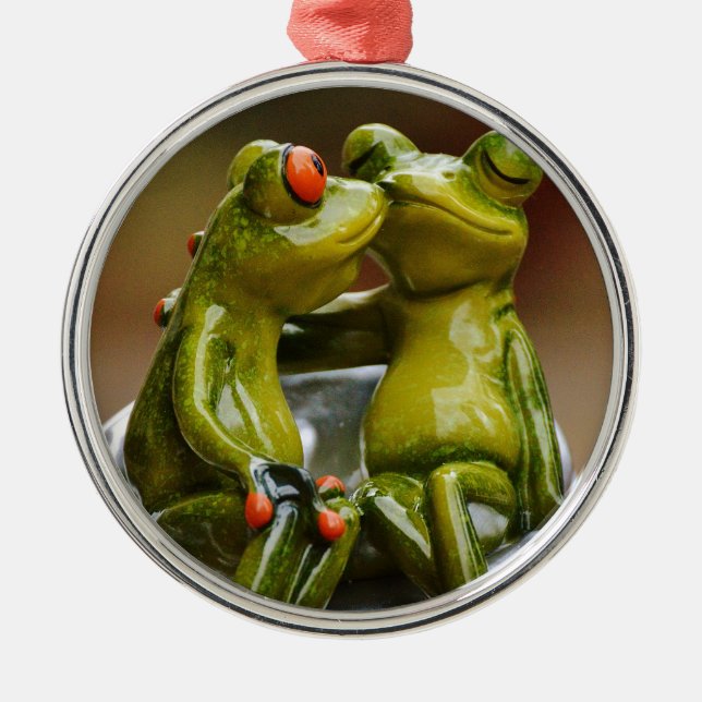 Happy Frogs Silbernes Ornament (Vorne)