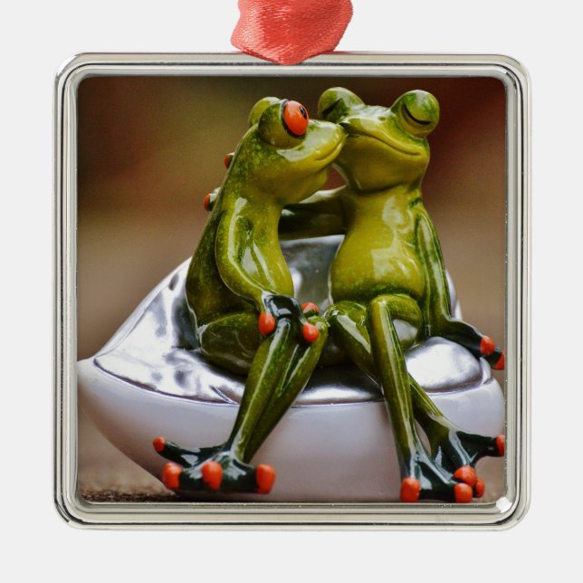 Happy Frogs Silbernes Ornament (Vorne)
