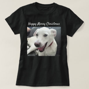 Happy Frohe Weihnachten Funny lächelnd Dog Holiday T-Shirt