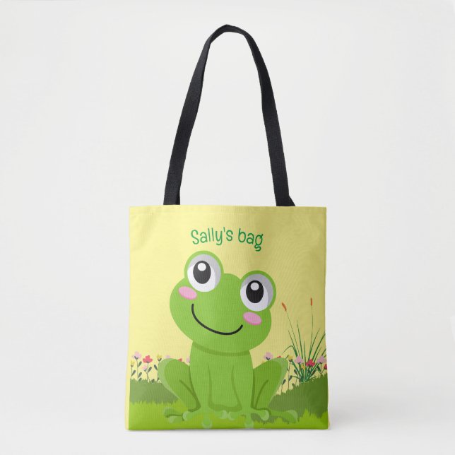 Happy Frosch Tote Tasche - heller Zitronenuntergru (Vorderseite)