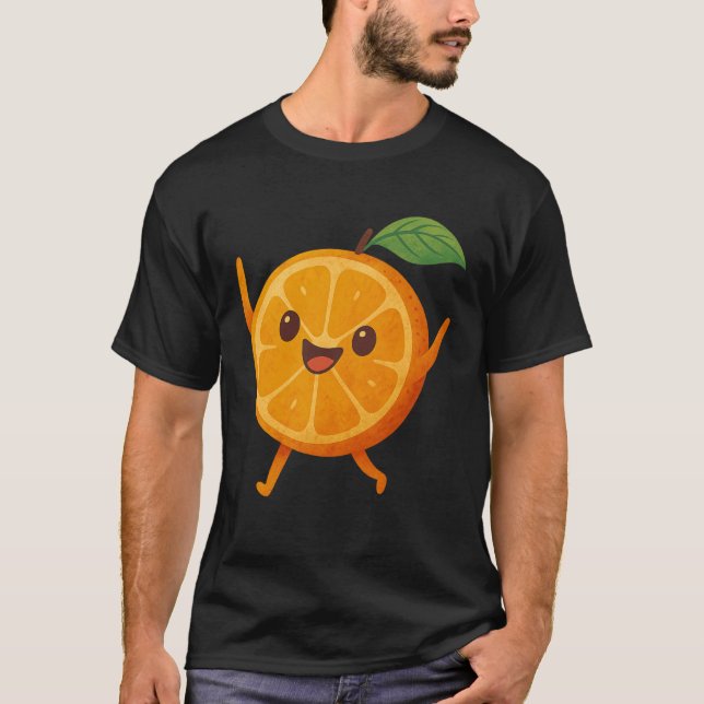 Happy Fruit Citrus Cheerful Fruitarian Cute Orange T-Shirt (Vorderseite)