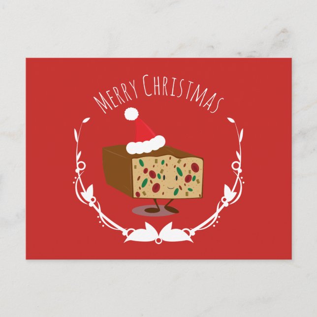 Happy Fruitcake Frohe Weihnachten | Postkarte (Vorderseite)