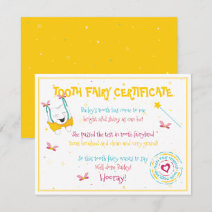 Happy Fun Tooth Faible Certificate Yellow Color Po Mitteilungskarte