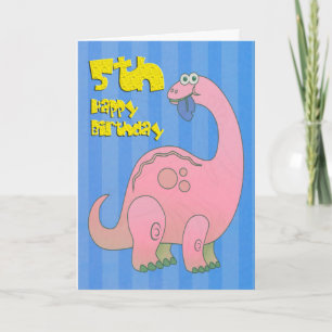 Happy Fünfter Geburtstag Pink Dinosaurier Karte