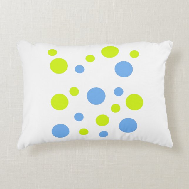 Happy Funky Yellow Blue Bubbles Dekokissen (Vorderseite)
