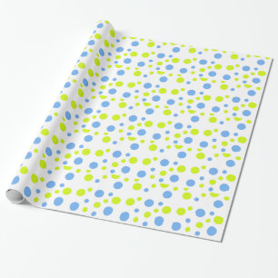 Happy Funky Yellow Blue Bubbles Geschenkpapier