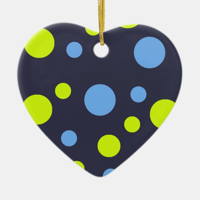 Happy Funky Yellow Blue Bubbles Keramik Ornament (Vorne)