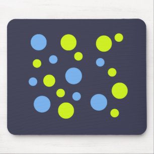 Happy Funky Yellow Blue Bubbles Mousepad