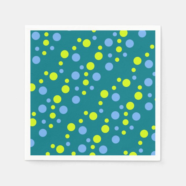 Happy Funky Yellow Blue Bubbles Serviette (Vorderseite)