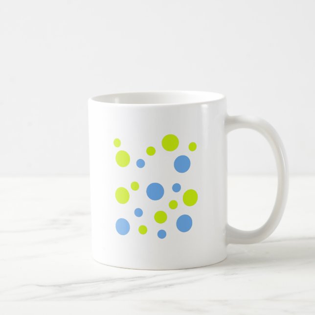 Happy Funky Yellow Blue Bubbles Tasse (Rechts)