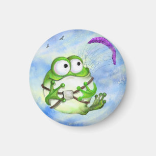 Happy Funny Frog Paraglider Magnet