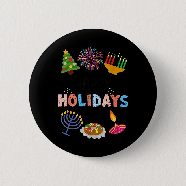 Happy Funny Holidays Diwali Kwanzaa Hanukkah Chris Button (Vorderseite)