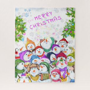Happy Funny Snowmans Frohe Weihnachtsfeier Puzzle