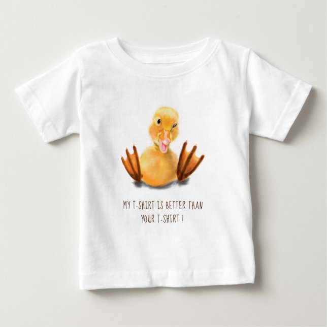 Happy Funny Yellow Duck Playful Wink - Hinzufügen  Baby T-shirt (Vorderseite)