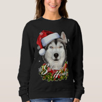 Happy Furry White Siberian Husky Dog Weihnachten