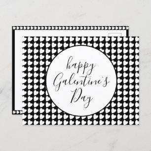 Happy Galentine Day Schwarz-weiß Heart Pattern Feiertagspostkarte