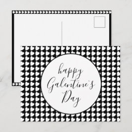 Happy Galentine Day Schwarz-weiß Heart Pattern Feiertagspostkarte