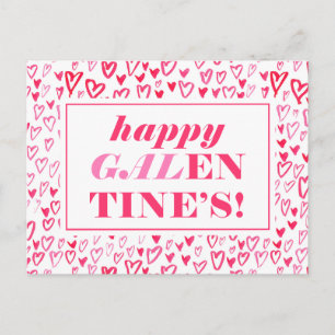 Happy Galentine   Wasserfarbenherzen Postkarte