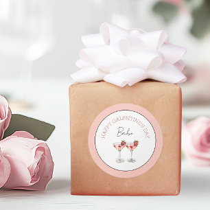 Happy Galentine's Day Babe Strawberry Cocktails Runder Aufkleber