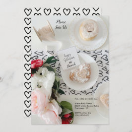 Happy Galentine's Day Black Heart Bunch Einladung