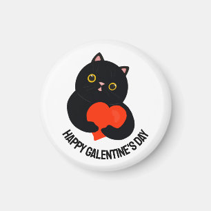 Happy Galentine's Day Black Kitten gibt ein Herz Magnet