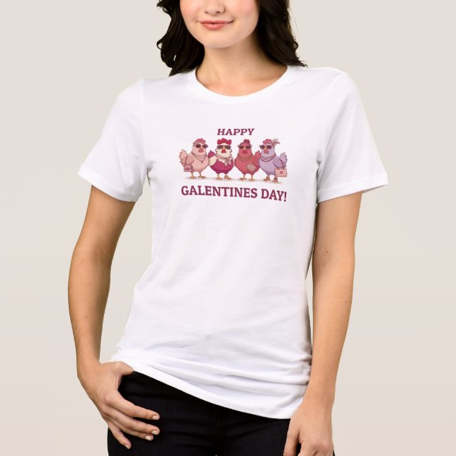 Happy Galentines Day Chicken Squad Cute Funny Hens Tri-Blend Shirt (Vorderseite)