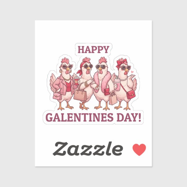 Happy Galentines Day Chicken Squad Funny Glam Hens Aufkleber (Blatt)