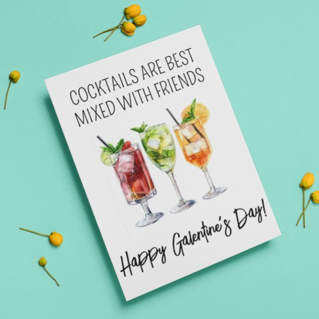 Happy Galentine's Day Cocktail Freunde Karte (Von Creator hochgeladen)