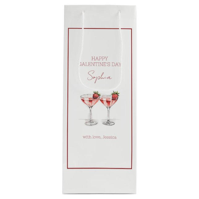 Happy Galentine's Day Cocktails Skriptname Geschenktüte Für Weinflaschen (Vorderseite)