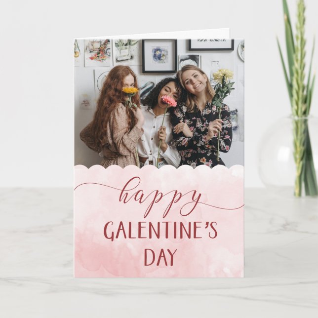 Happy Galentine's Day Custom Foto Feiertagskarte (Vorderseite)