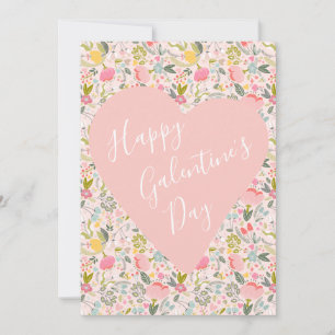 Happy Galentine's Day florales gürtelrosa Herz Feiertagskarte
