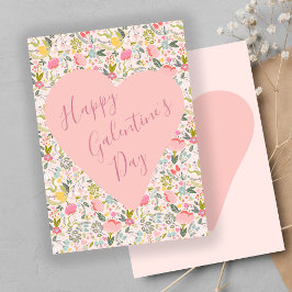 Happy Galentine's Day florales gürtelrosa Herz Feiertagskarte