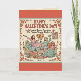 Happy Galentine's Day Greeting, Four Girlfriends Karte