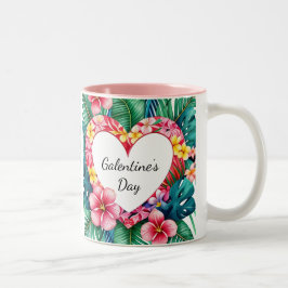 Happy Galentine's Day Hawaiian Heart Zweifarbige Tasse