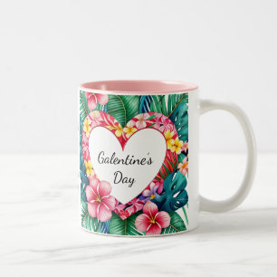 Happy Galentine's Day Hawaiian Heart Zweifarbige Tasse