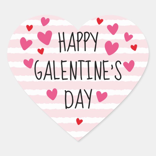 Happy Galentine's Day Heart Stickers (Vorderseite)