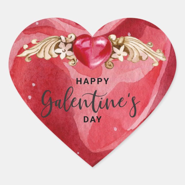 Happy Galentines Day Herz-Aufkleber (Vorderseite)