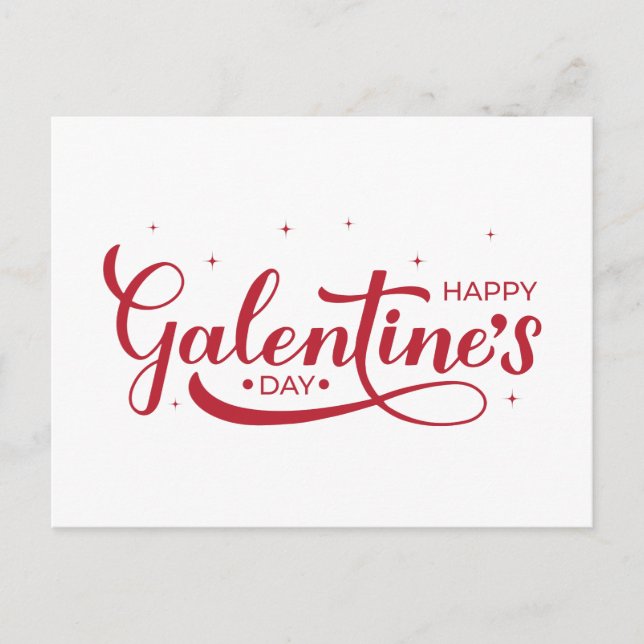 Happy Galentine's Day Kalligraphie Postkarte (Vorderseite)