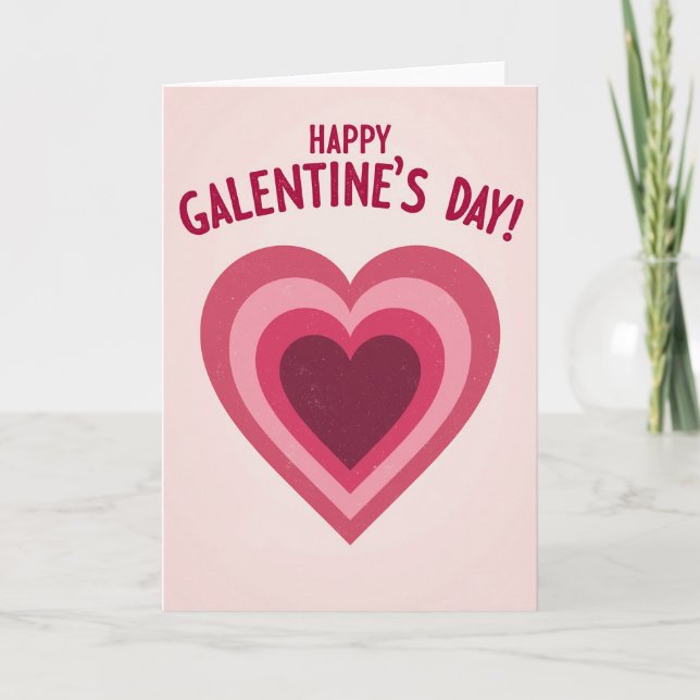 Happy Galentines Day Layered Heart Card Karte (Vorderseite)