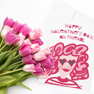 Happy Galentine's Day Niedlich Red & Pink Lady Feiertagskarte