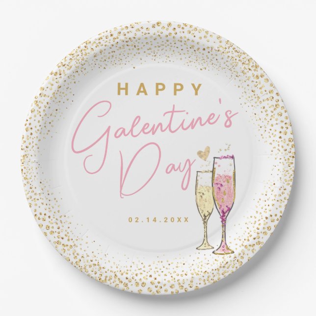 Happy Galentines Day Pappteller (Vorderseite)