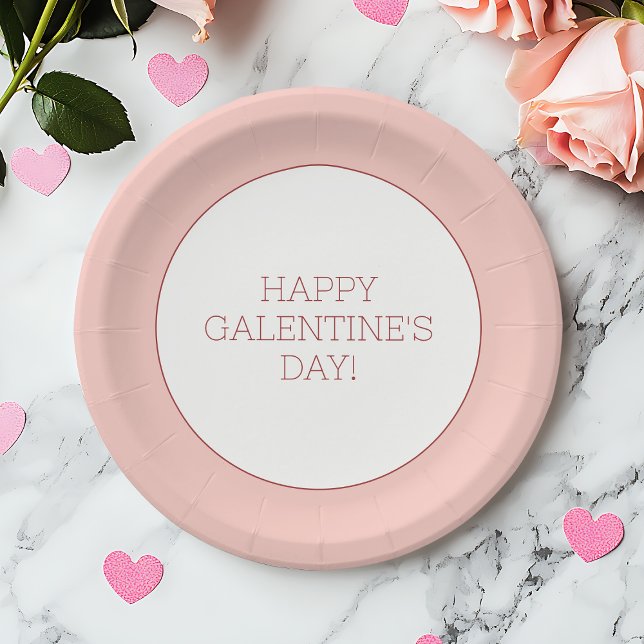 Happy Galentine's Day Pink Girly Typografy Simple Pappteller (Happy Galentine's Day Pink Girly Typography Simple Paper Plates)