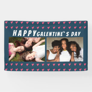 Happy Galentine's Day Pink Heart Friend 2 Foto Banner