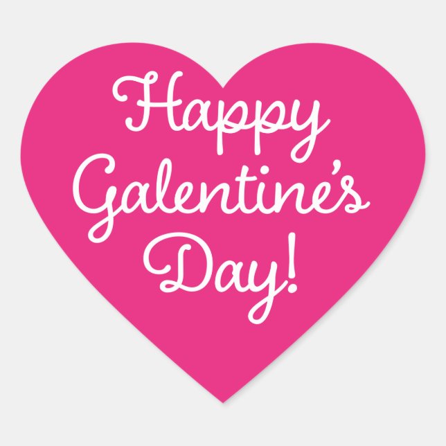 Happy Galentine's Day Pink Heart Sticker (Vorderseite)