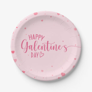 Happy Galentine's Day Pink Hearts Pappteller